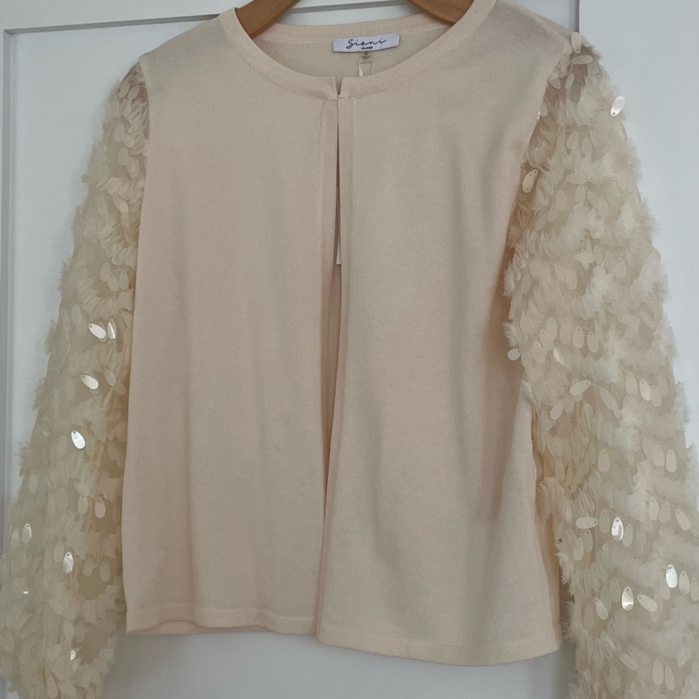 Cream and white sequin cardigan #glamour